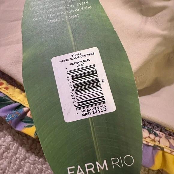 Farm Rio Floral Halter Neck One-Piece Swimsuit Size XS NWT - Picture 3 of 3